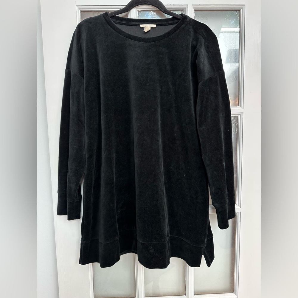 Eileen Fisher Cotton Velour Crew Neck Long Top Boxy Fit Thigh Length Size Med M - Picture 4 of 11